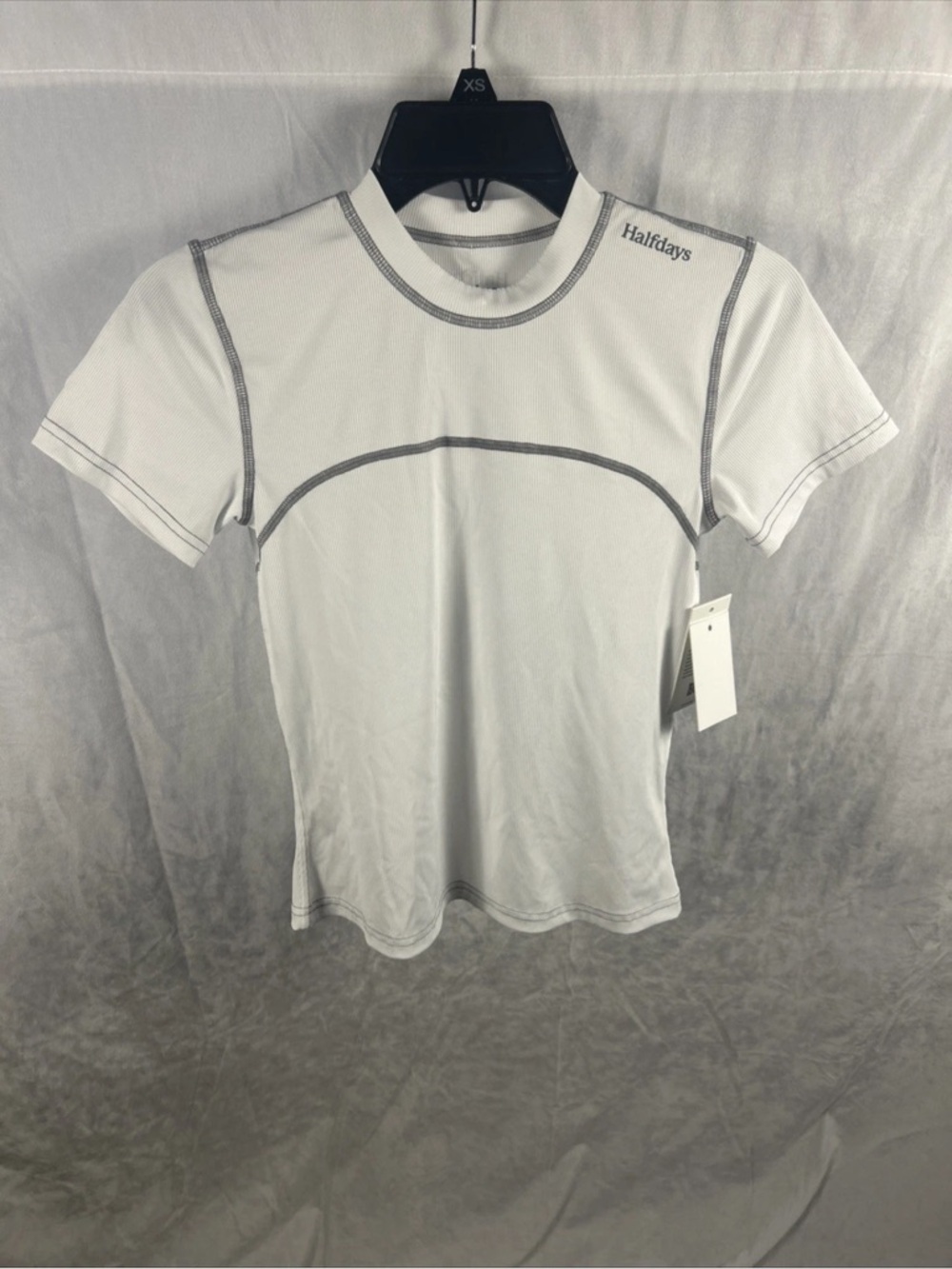Halfdays Women's White Short Sleeve Tee with Contrast Stitching